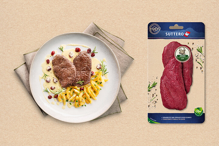 Les escalopes de cerf sauce gin-cranberries de Studi, avec des spätzle Suttero - Les escalopes de cerf sauce gin-cranberries de Studi, avec des spätzle